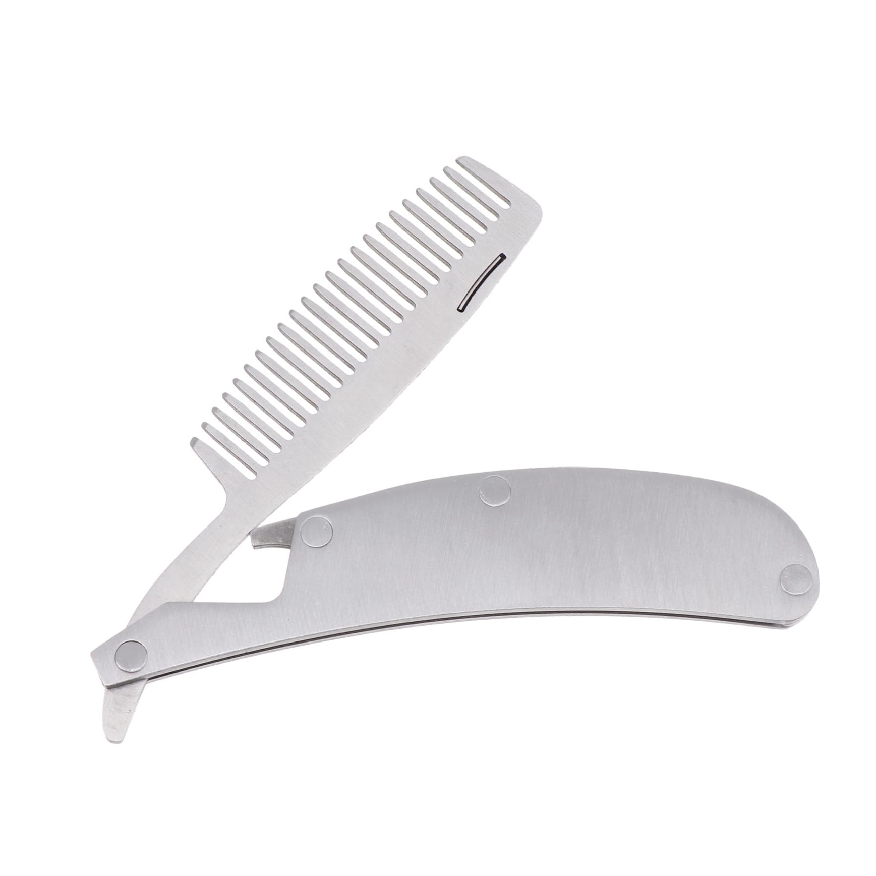 Outanaya Folding Beard Comb Men's Hairstyling Kit Stainless Steel Portable Comb Massaging Skin for