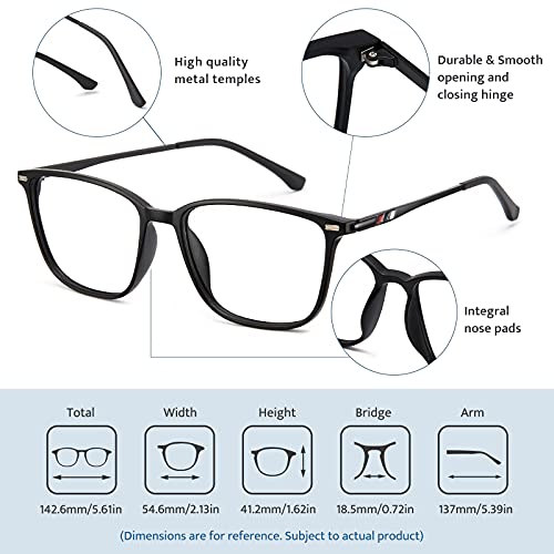 Image of Cyxus Blue Light Blocking Glasses for Men Women, Square TR90 Metal Hybrid Computer Eyewear, Lightweight Anti Eye Strain Glare Filter Glasses for Office, Gaming, Work,Study Black
