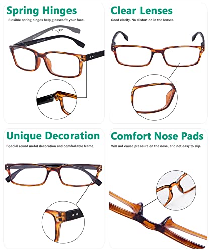 Image of Eyekepper 4 Pack Reading Glasses for Women and Men - Classic Readers Amber Frame-Black Arm +3.00
