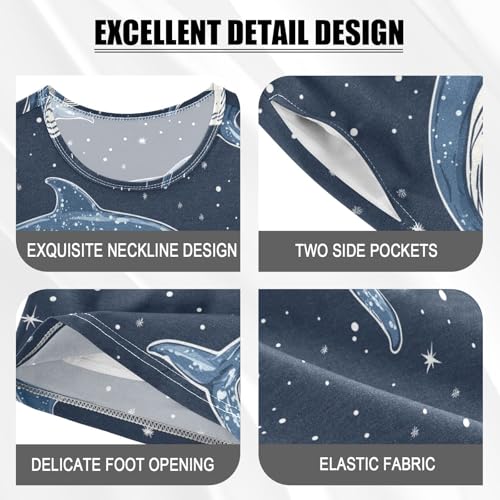 Pajama Short Sets Starry Sky Dolphin Pattern Soft Cotton Summer Sleepwear 2 Piece PJS Size 5-14T3