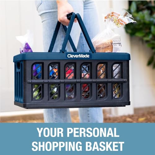 Clevermade 8534568-AAV3PK Collapsible Shopping Basket, Ocean, 3Pk - 24L (6 Gal) Reusable Plastic Grocery Shopping Baskets thumb #6