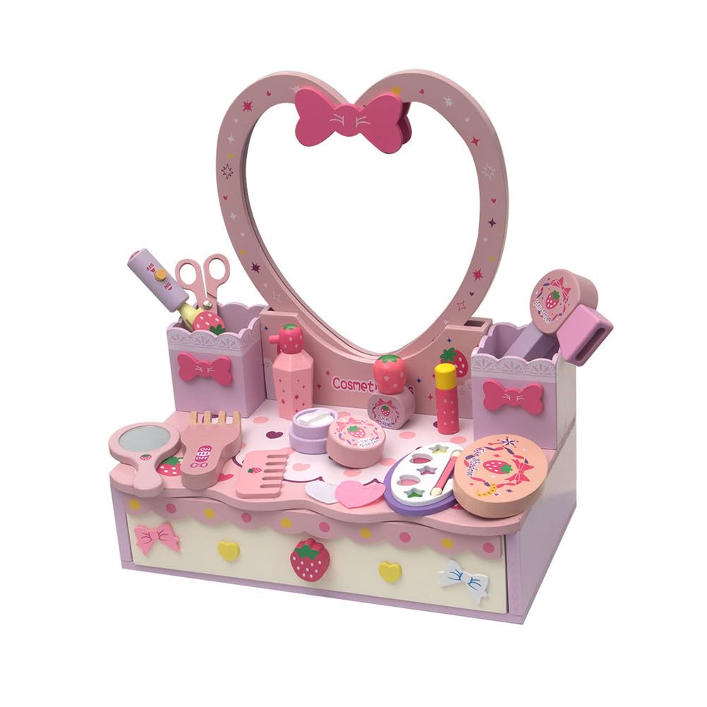 Set da Gioco Tavolo Toccasano, Giocattolo per Trucco e Parrucchiere | Set da gioco per toeletta delle ragazze, giocattolo cassettiera da principessa, giocattolo di ruolo salone di bellezza