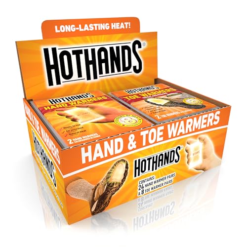 HotHands Hand & Toe Warmers – Long Lasting, Safe, Natural, Odorless, Air Activated Warmers – 24 Pairs of Hands & 8 Pairs of Toes