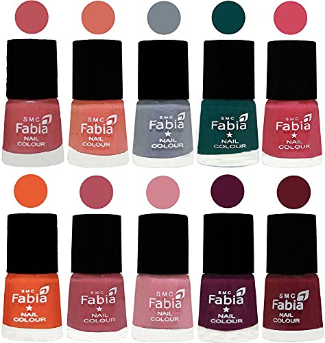 Image of ALL IN ONE (PACK OF 10), Long Lasting Glossy Nail Polish, 6 ml Each, All Vibrant Colours,02018