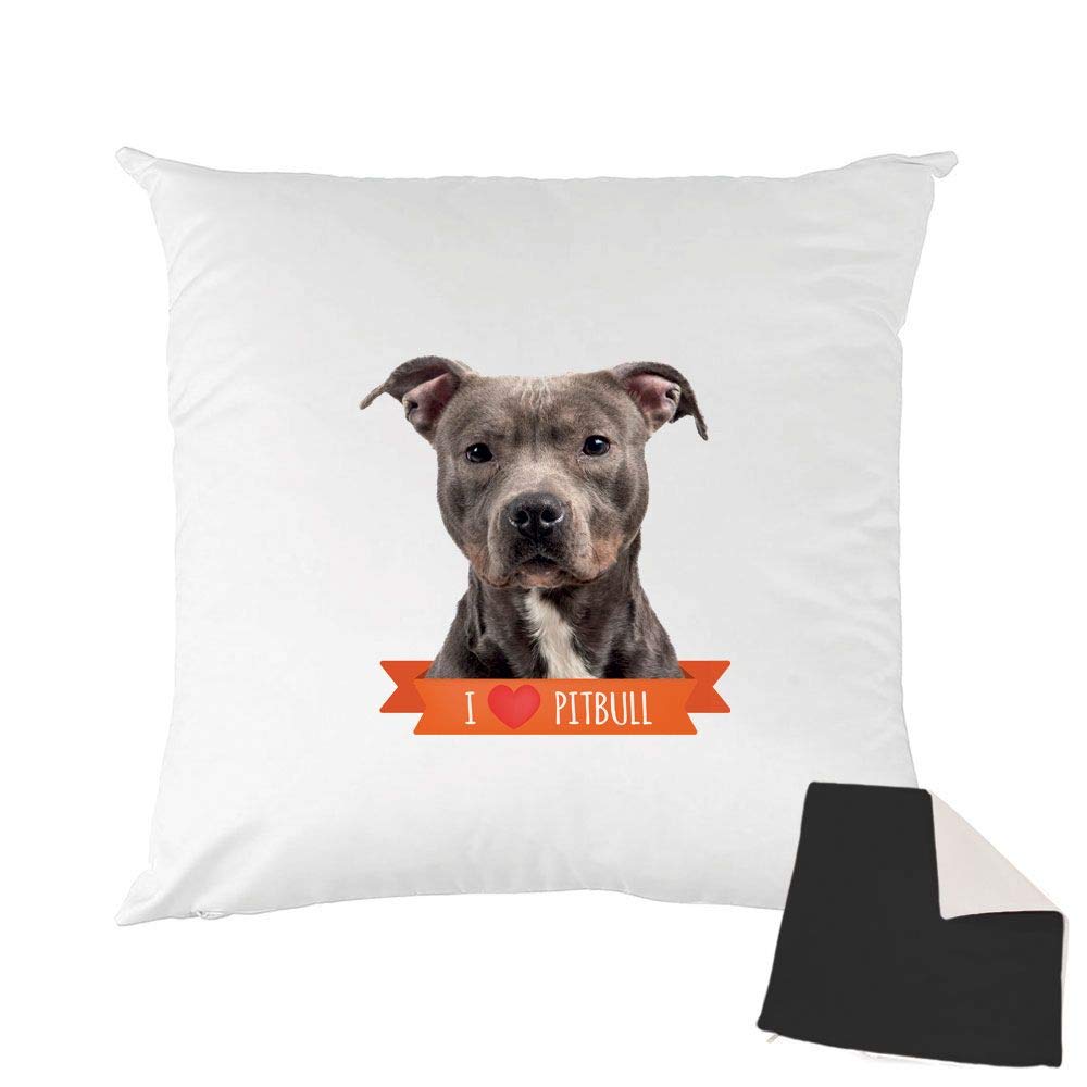BAGEYOU Federa per cuscino con scritta Dog's Love to You per animali domestici, motivo: cane PitBull che soffia i baci, amore cuori, decorazione per la casa, in cotone e lino, 40 x