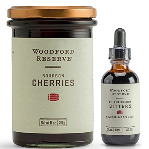 Woodford Reserve Spiced Cherry Bourbon Barrel Aged Cocktail Bitters & Bourbon Cherries 2 Pack