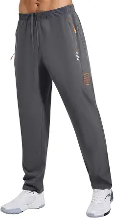 ZENGVEE Men's Sweatpants with Zipper Pockets and Reflective Stripes Athletic