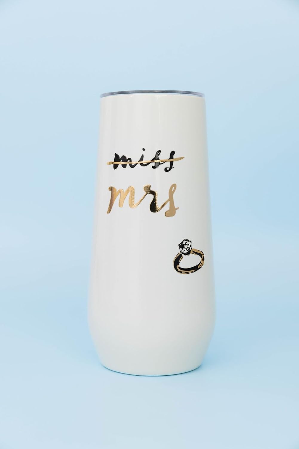 kate spade new york 10oz Stemless Champagne Flute, Small Stainless Steel Tumbler with Lid, Double Wall Insulated Metal Cup, Miss to Mrs - Image 5