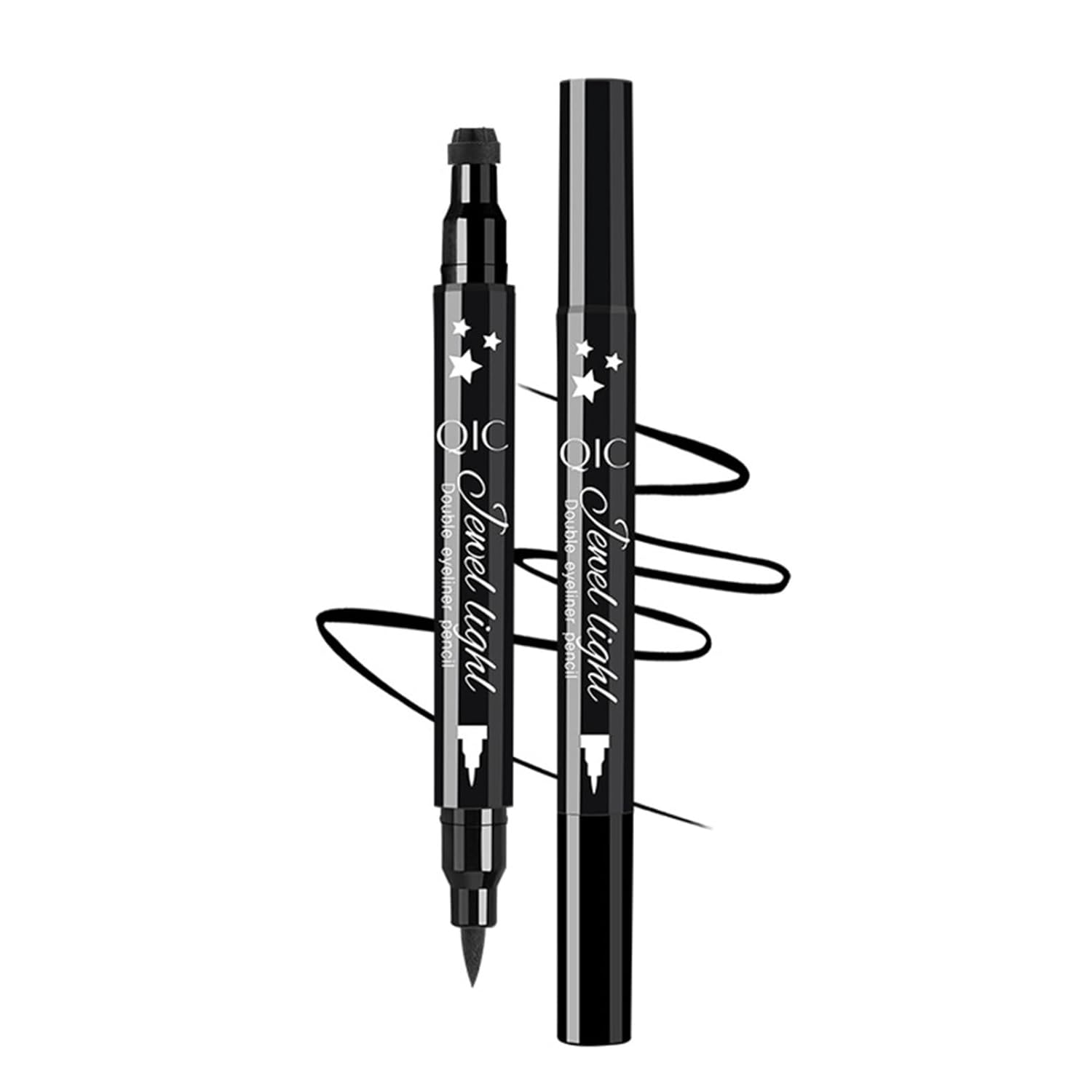 Aislor 4 in 1 Fun Eyeliner Stamp Stars Flowers Hearts Moon Waterproof Quick Dry Winged Liquid Eyeliner for