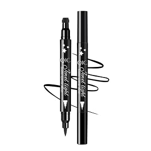 Aislor 4 in 1 Fun Eyeliner Stamp Stars Flowers Hearts Moon Waterproof Quick Dry Winged Liquid Eyeliner for