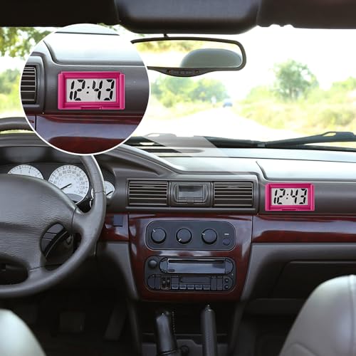 Image of Frienda 3 Pieces Mini Digital Clock Small Digital Clock Stick on Battery Operated Self Adhesive Bracket for Car Dashboard Fridge (White,Black,Red)