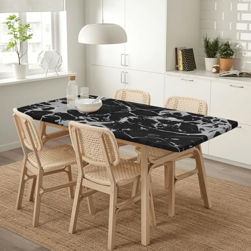 Fiokroo Black Marble Texture Table Cloth with Elastic Edge for Rectangle Table, Tablecloth Washable Table Cover for Kitchen Dining Party Outdoor Picnic Decoration,5FT by Fiokroo - Image 7