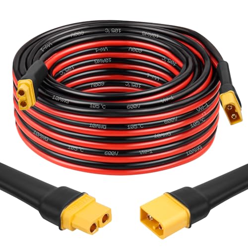 MOOKEERF XT60 Extension Cable 10AWG 30FT XT60 to XT60 Cable with Male to Female Connector for Portable Power Station Solar Panel RC Battery by MOOKEERF - Used condition - US$38.30