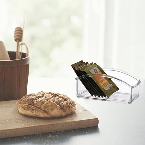 Miniatura 7 de STOBOK Organizador de almacenamiento de té transparente, organizador de paquetes de azúcar acrílico, soporte para bolsa de té, contenedor de dulces