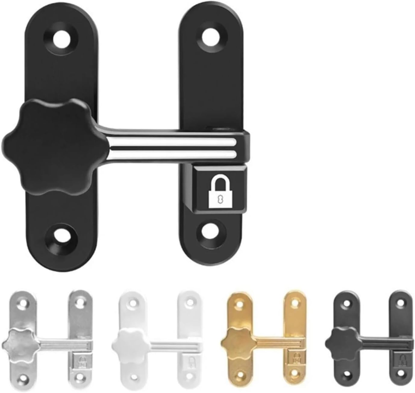 Barrel Bolt Latch 2pc Zinc Alloy Luminous Door Lock 90/180 Degree No Punching Sliding Burglar Proof Privacy Protection(Luminous Black)