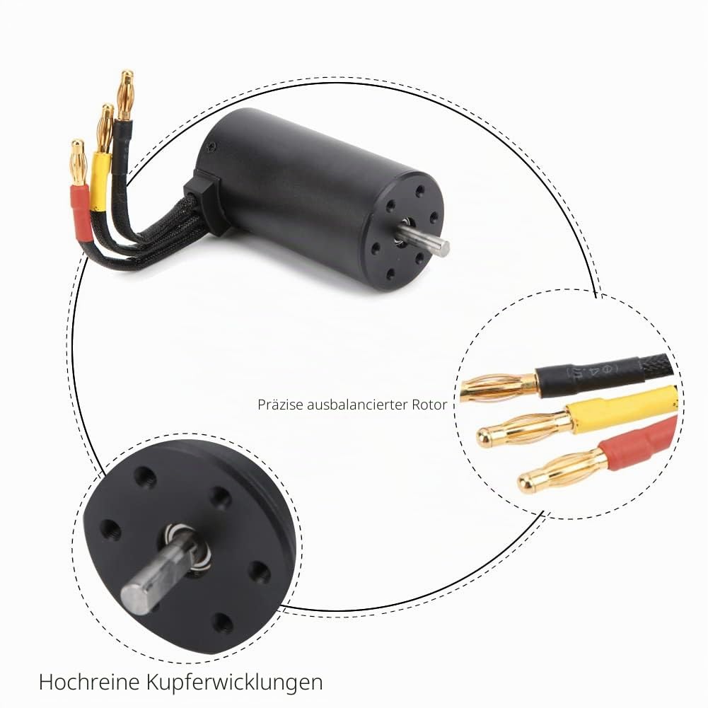 RiToEasysports 2150KV 4 Pole RC Brushless Motor 5mm Welle RC Auto Motor Kompatibel mit Monster 1/8 RC Off-Road Car Modellspielzeug