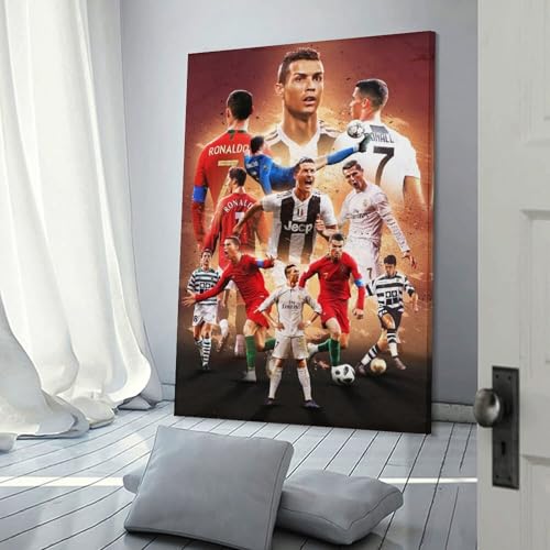 GENERIC サッカー選手 CR7 クリスティアーノ・ロナウド ポスター 装飾画 キャンバス ウォールアート リビングルーム ベッドルーム ペインティング フレームスタイル 12x18インチ(30x45cm) [3]
