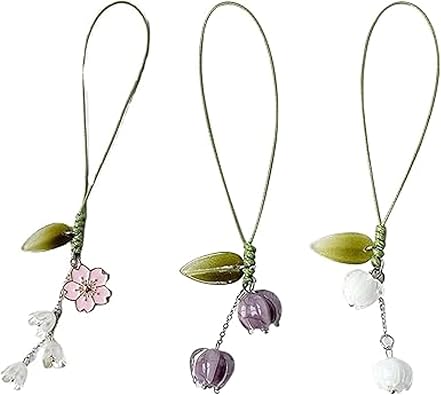 JYTDBCS Flowers Cell Phone Charm Pendant, Flowerdecoration Lanyard Cute Pocket Keychain Hanging Decor for PhoneCar Key Purse Purple