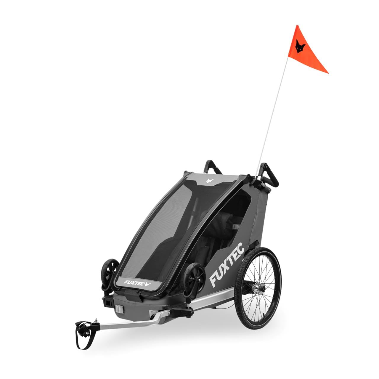 FUXTEC Remorque de vélo FX-FA1S pour enfant, poussette de jogging, charge 35 kg, pliable