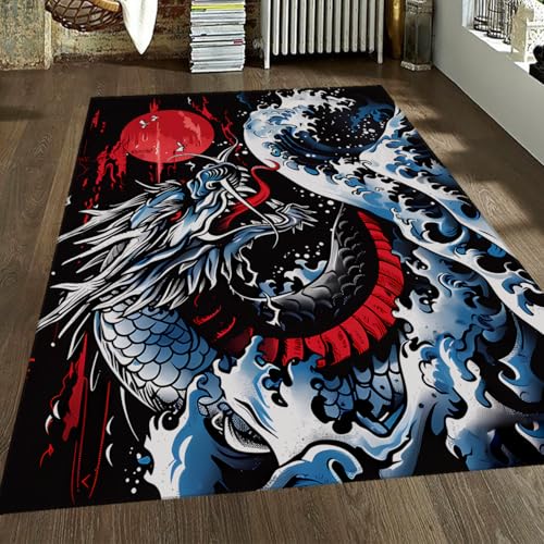 Tapis salon dragon japonais pour décorer un bureau ou une classe - 3
