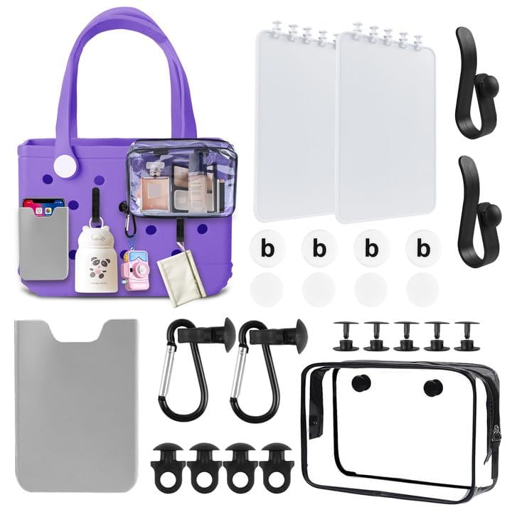 EYNDYN 16 PCS Beach Bag Accessories for XL Large Bog Bag Doop Inside Accessories Set with Divider Tray Bags Hooks, KeyChain Holder, Insert Bags