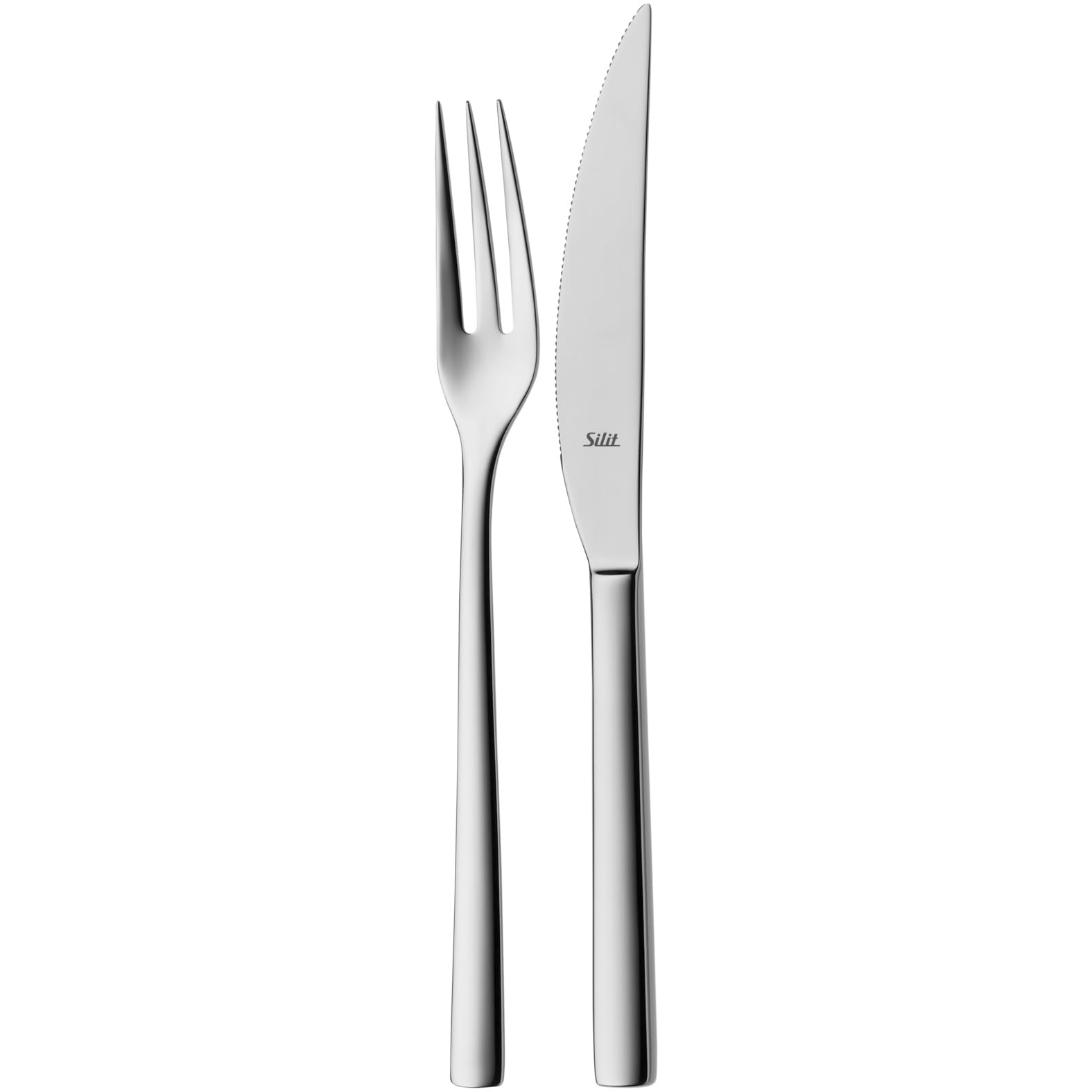 Silit Trend 2-częściowy zestaw sztućców do steków, 23,2 cm, sztućce dla 1 osoby, ostrze ze stali nierdzewnej ze szlifem falistym, kuty nóż, trwały, odporny na zarysowania, nadaje się do mycia w