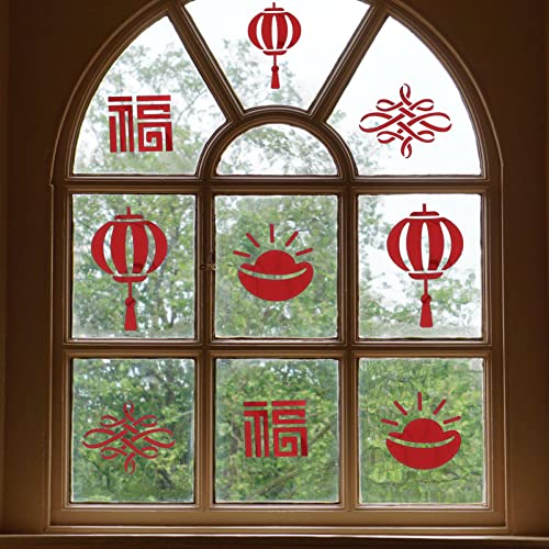 NUOBESTY Ano Adesivo Ano Chinês Decalque Festival Primavera Decoração Porta de Parede Adesivo de Vid