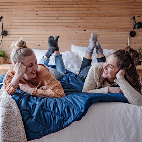Rumpl The Sherpa Puffy Blanket | Ultra Soft Warm Outdoor Fleece Sherpa Blankets For Camping, Picnics, Traveling, Concerts | Deepwater Blue, 2-Person #TOP4