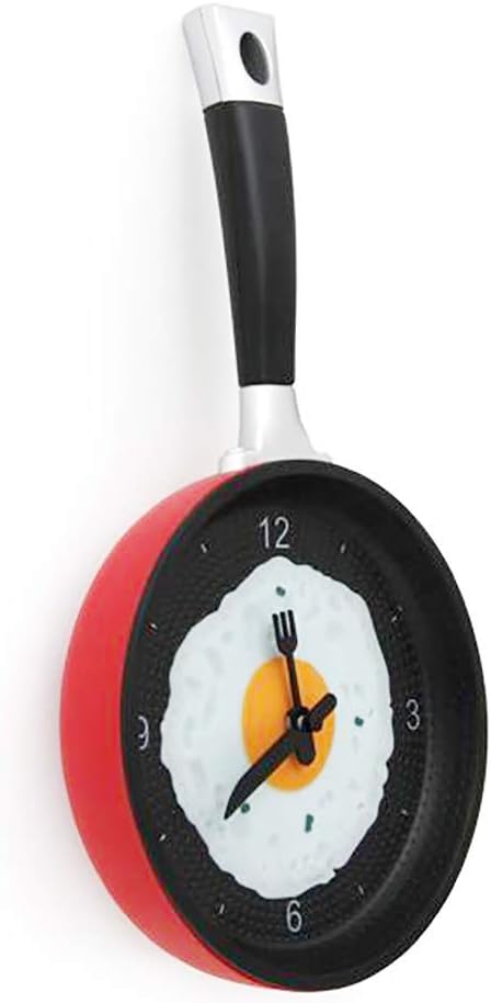 Kitchen Cafe Wall Clock, Frying Pan Omelette Clock, Abs Creative Wall Clock, Pan Shape, Silent Sweeping Movement, Simple Scale,Blue