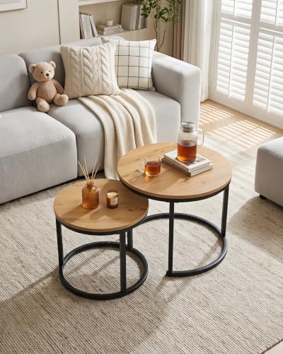 Amveya Couchtisch Rund Holz 2er Set