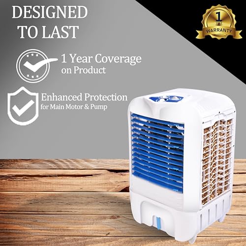 Image of Cooler for Room 24L Mini Air Cooler for Home Anti-Bacterial Honeycomb Cooling Pads 16Ft Air Throw High Speed Fan Inverter Compatible 3 Year Comprehensive Product Warranty White
