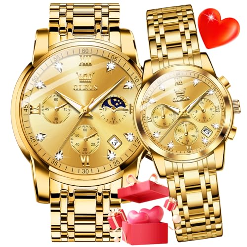 OLEVS �J�b�v���E�H�b�` �ނƔޏ��̃Z�b�g �}�b�`���O�E�H�b�` �����Y ���f�B�[�X �_�C�������h ���}���`�b�N �o�����^�C���f�[, 7003CP:�S�[���h