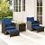 Tangkula 5 Piece Patio Rattan Furniture, Wicker Cushioned Chairs Set w/ 2 Ottomans & Tempered Glass Coffee Table, for Poolside, Backyard, Lawn, Deck (Mix Brown+Navy)