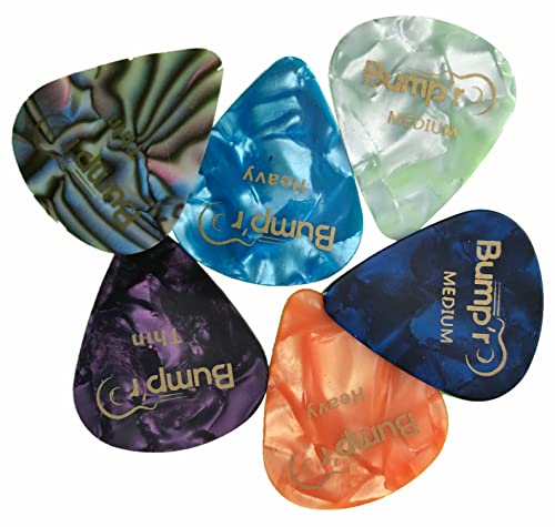 Bump'r Premium Guitar Picks 6 Pack - Includes Thin, Medium & Heavy Gauges (6 Pack)