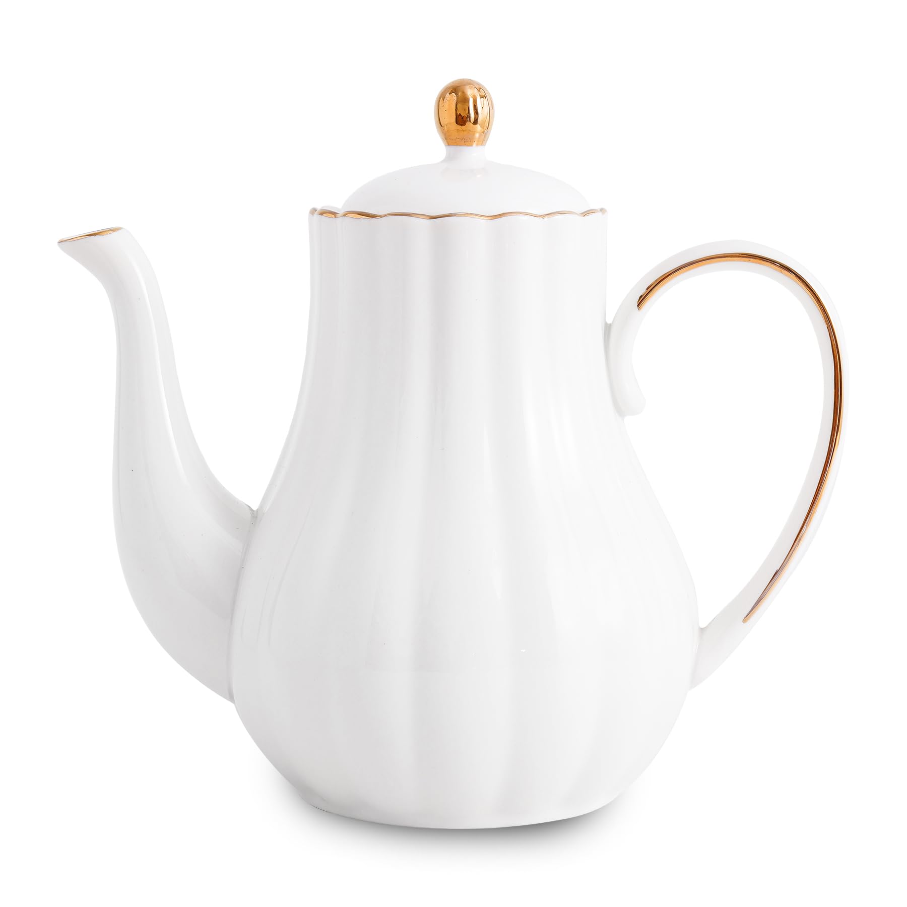 Agyiuns Tea Pot, Porcelain Teapot 37oz，tea pots for tea party，Tea Infuser Pots for Blooming loose Leaf Tea(White)