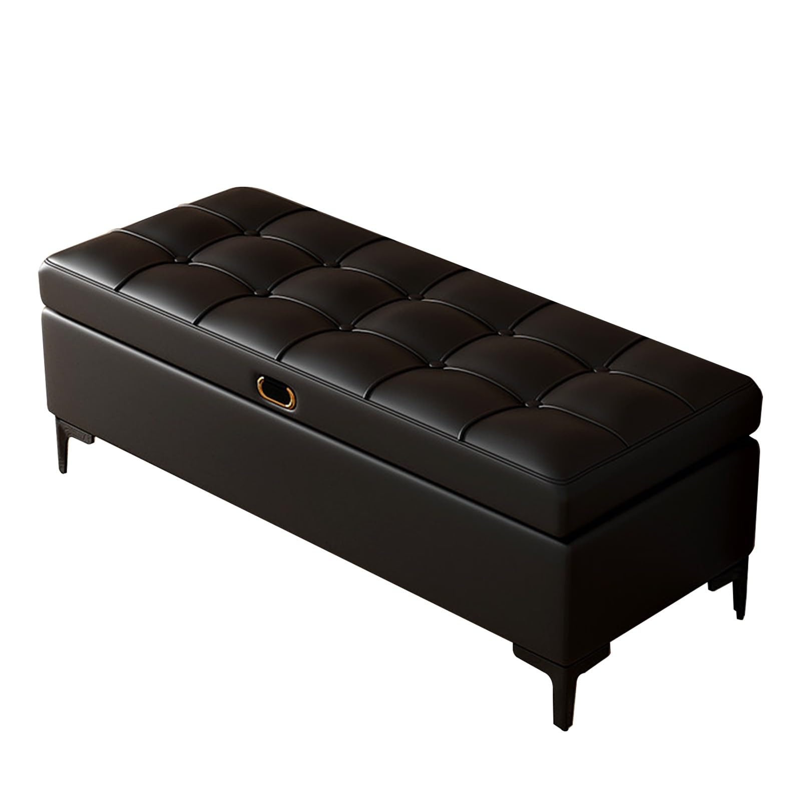 Multifunktionale Bank mit Stauraum, Polsterbank mit Stauraum Hockerbank mit Aufklappbarer Oberseite und Gepolstertem Ledersitz, Vielseitig Einsetzbar Als Schuhregal(Black,31.4in/80cm)