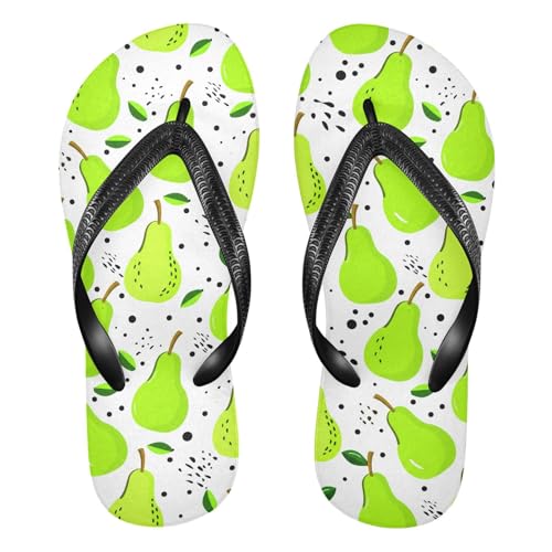 Pear Leaves Dots White Flip Flops for Beach Thong Sandals Anti-slip Lightweight Beach Slippers for Summer Outdoor Travel