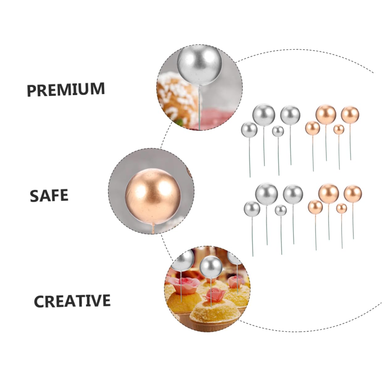 Zerodeko 120pièces Boules Décoratives pour Gâteau Et Décorations De Gâteau Élégantes pour Anniversaires Et Mariages
