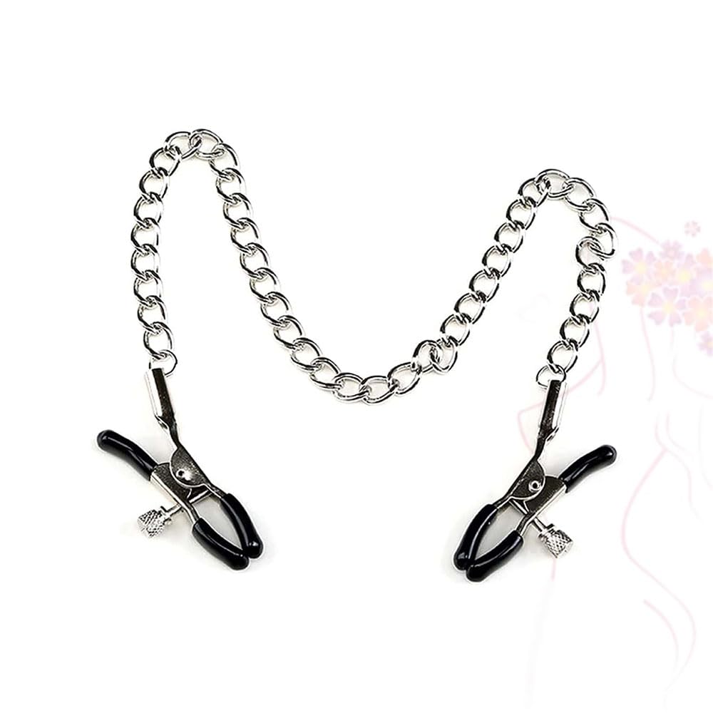 Adjustable nipple clips with metal chain for women, men and parties