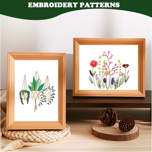 Image of Topapfo 4 Pack Flower Embroidery Beginners Kits for Adults, Cross Stitch Starters Kits Needlepoint with Stamped Embroidery Patterns, Hoops, Thread, Needles, Threaders