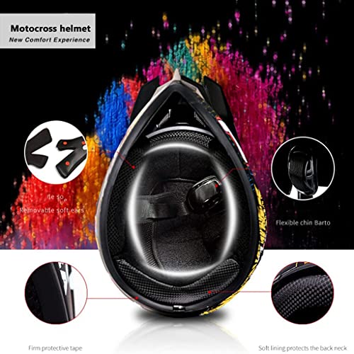 Bluetooth Dirt Bike Motorcycle Helmet, Adult Dot Certified Motocross Full Face Helmet For Off-Road Mountain Racing Bike Mtb Downhill Atv Helmet Built-In Speaker With Gloves Goggles Mask-D-X-Large #TOP3