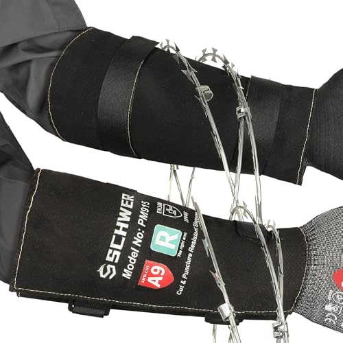 Image of Schwer ANSI A9 Cut & Level 5 Puncture Resistant Arm Sleeves, PM915 High Risk Protection Arm Guards for Biting, Gardening Sleeve Thorn Proof, Tactical Work Sleeves for Law Enforcement Self Defense
