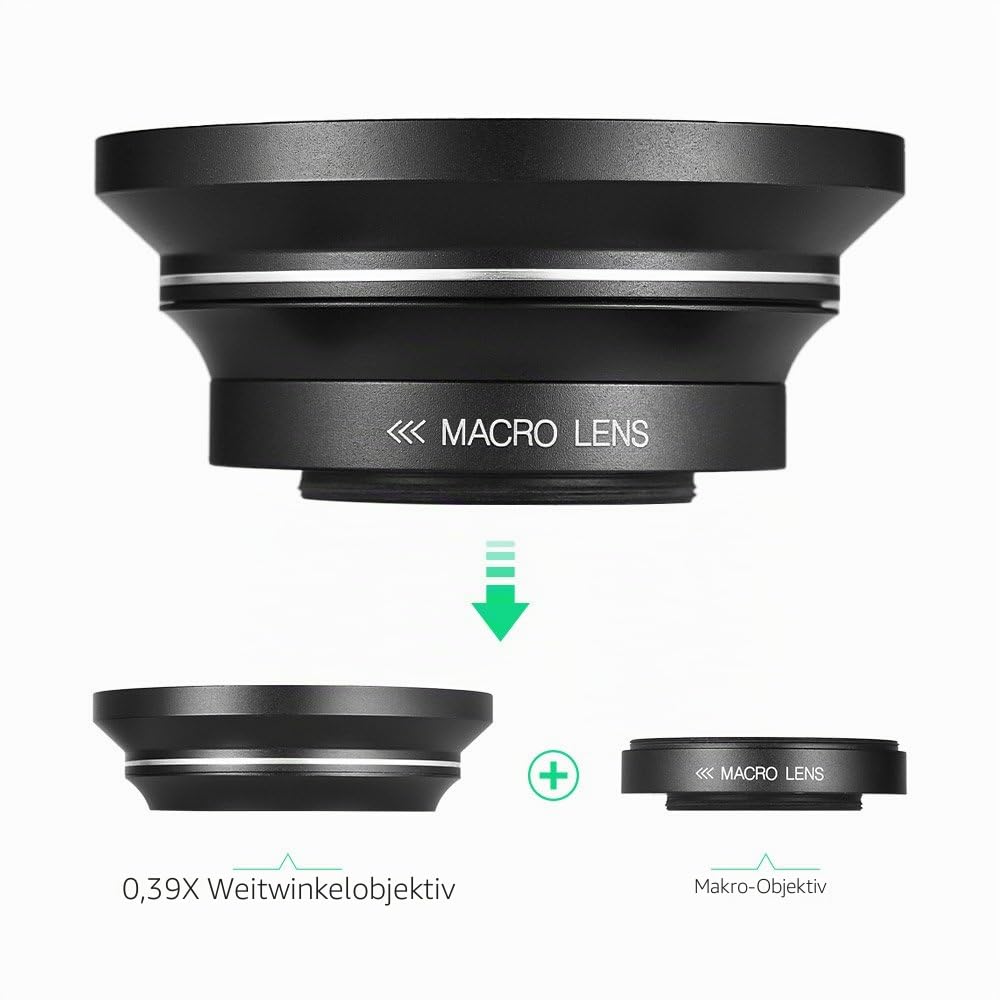 Andoer 30mm 37mm 0,39X Full HD Weitwinkel Makro Objektiv für Ordro Andoer Digitalen Videokamera Camcorder