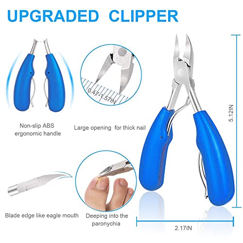 Image of FirstTry Toenail Clipper | for Thick & Ingrown Nails | Heavy Duty Soft Grip Podiatrist Tool with Stainless Steel Sharp Blades & Lighter Soft Big Handle | Use for Family and Medical (Blue)