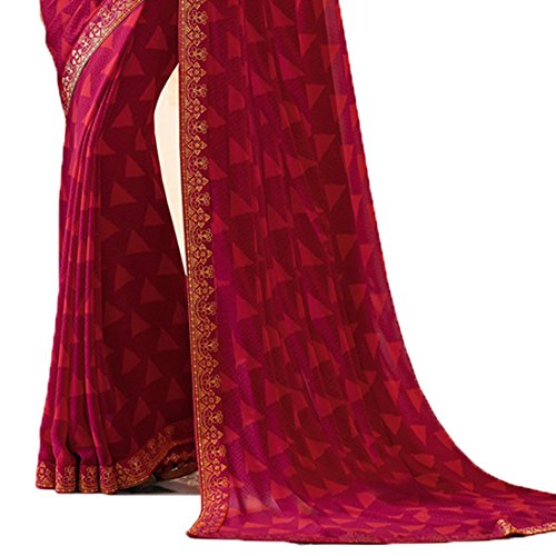 Image of RAJESHWAR FASHION WITH RF Women's Printed Georgette Sarees For Women With Jacquard Work Lace Border & Blouse Piece (Multicolored)