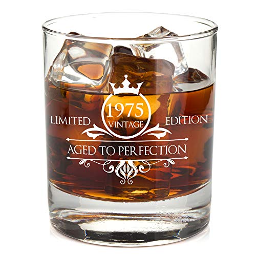 1975 45th Birthday Whiskey Glass for Men and Women - Vintage Aged To