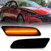 Led Side Marker Lights Replacement for Hyundai Sonata DN8 2020 2021 2022 2023 Amber Led Front Bumper Side Marker Reflector Signal Light Kit LH RH Smoked Lens OEM 921A1L0300