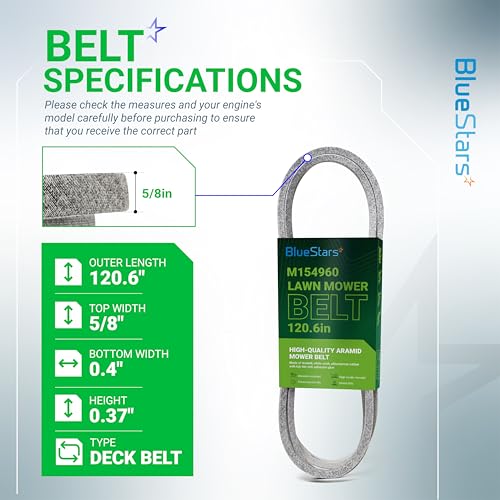 Image of BlueStars M154960 Secondary Deck Belt | Aramid Cord | 120.6 inch x 5 /8 inch