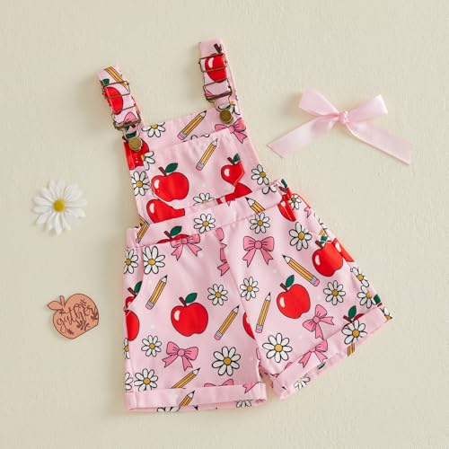 Image of Ayalinggo Toddler Baby Girl Sunflower Print Overalls Shorts with Pocket Suspender Trousers Cute Summer Clothing Outfit