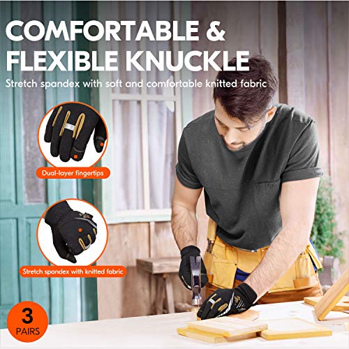 image for Vgo... Vgo 3Pairs High Dexterity Light Duty Mechanic Glove, Rigger Glo